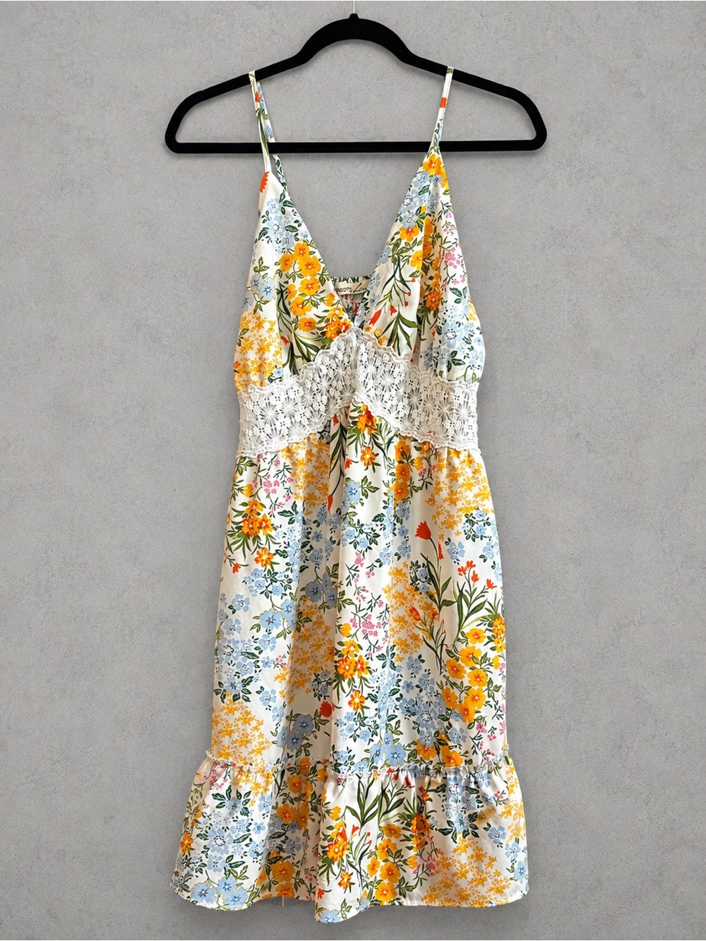 Liberty Love XL Floral Crochet Lace Sundress Smocked Back Boho Summer Dress
